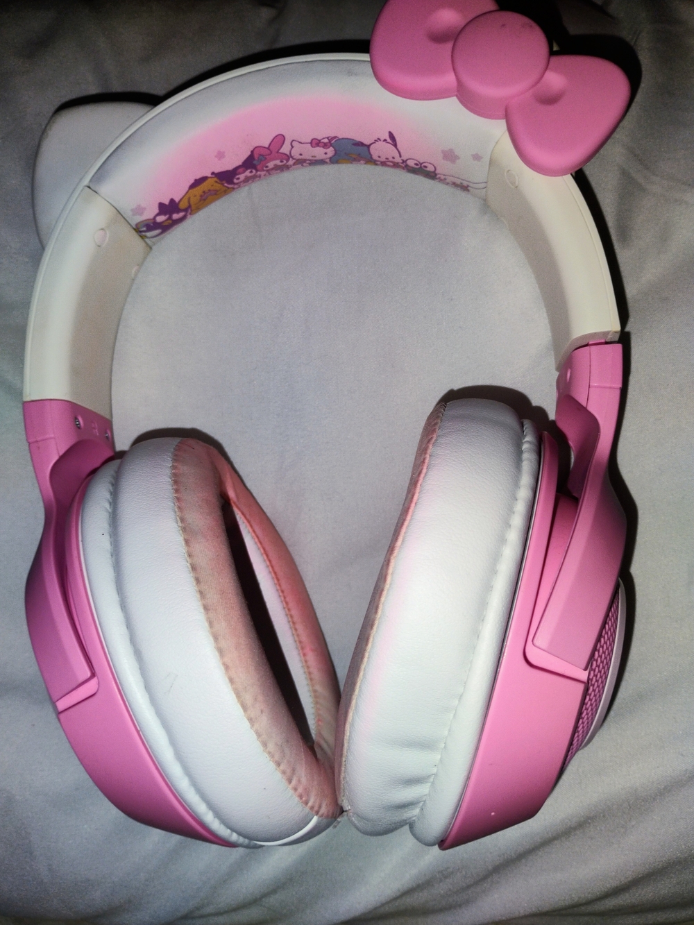 Hello Kitty Pink and White Over-Ear Headphones with Bow Accent